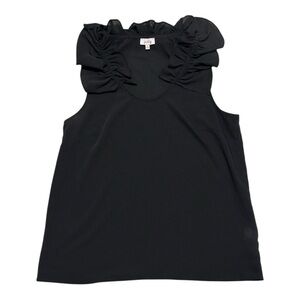 Pixley Black RuffleCollar Black Sleeveless Blouse - Size M